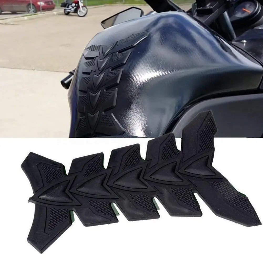 

3D Motorcycle Tank Pad Sticker Decal Emblem Rubber Black Fishbone Sticker Universal Fuel Tank Sticker Tank Pad Protector