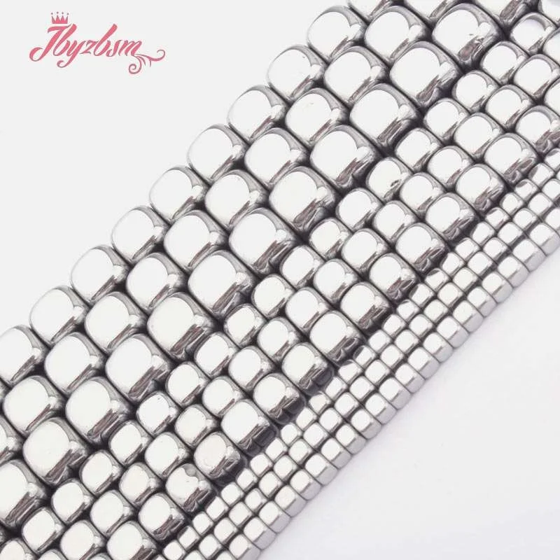 2 3 4 6 мм Гладкие кубические серебряные гематитовые бусины из натурального камня