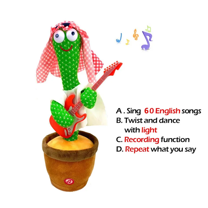 Single Electric Dance Cactus Robot Figure LED Light Sounds Music Twisting Plush Toys Kids Gifts Boys Xmas Birthday Present | Игрушки и