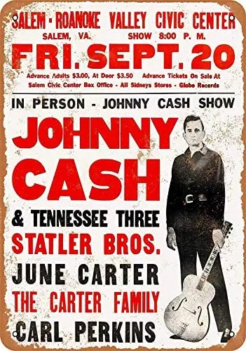 

Johnny Tin Sign 1968 Cash In Virginia Vintage Metal Signs 8x12 Inches