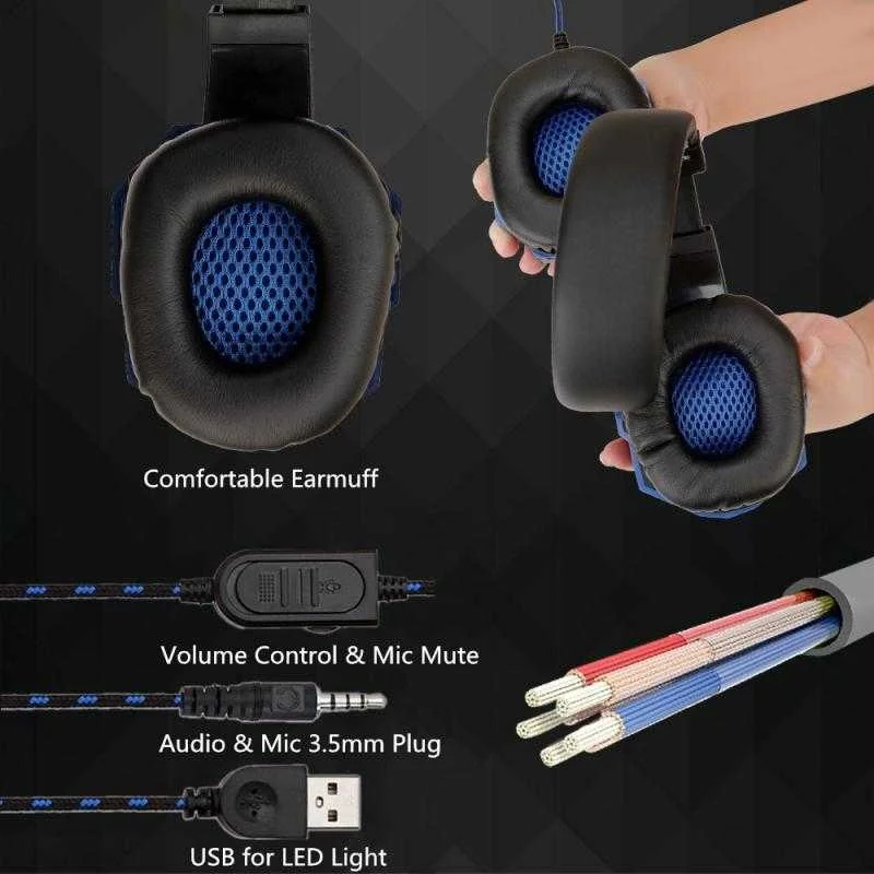

Professional Bass Gamer Wired Headphones For PS4 PS5 Switch Xbox One Gaming Headset With Mic LED Light Computer PC Phone Headset