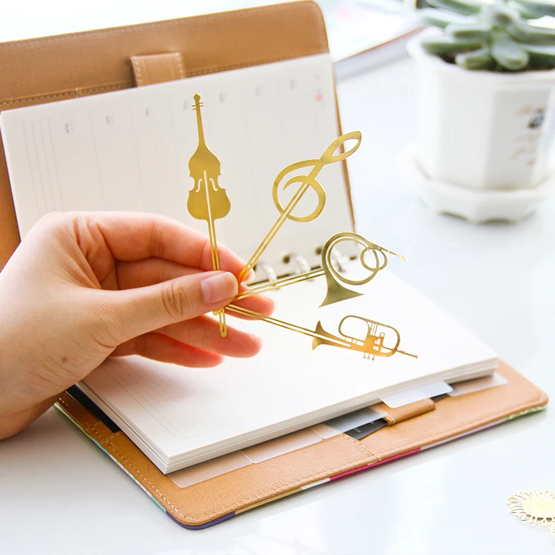 1 шт. креативные милые золотые музыкальные инструменты металлическая закладка