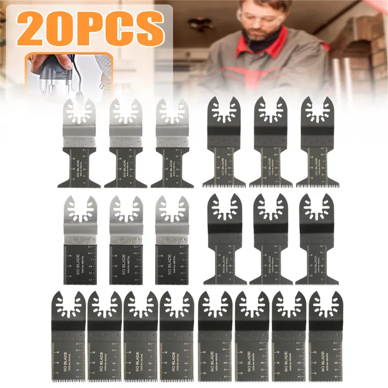 

Набор аксессуаров для пилы 20 шт./компл., Осциллирующие многофункциональные лезвия для резки древесины для Fein Multimaster Dremel Blades