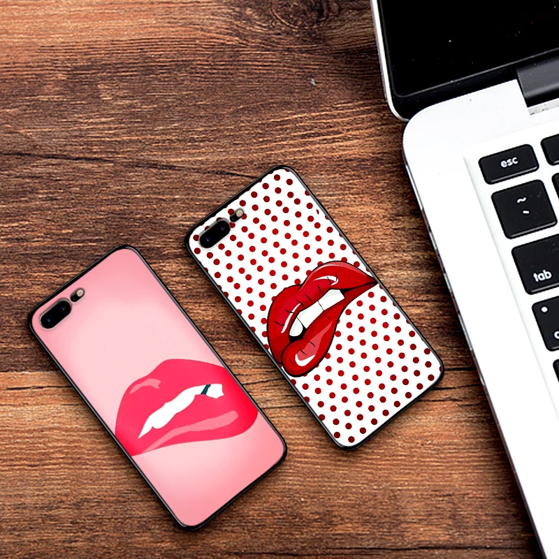 Сексуальная девушка красный губы чехол для iPhone XS Max XR Мягкий силиконовый X 6 6S 7 8 Plus