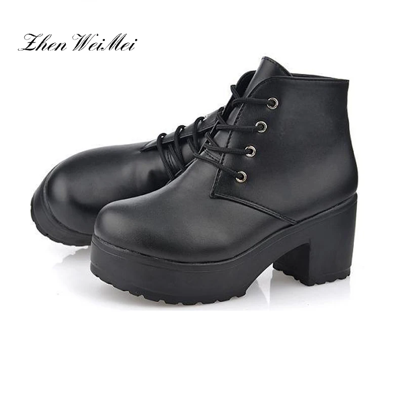 Новинка сезон весна-осень женская обувь на не сужающемся книзу массивном каблуке