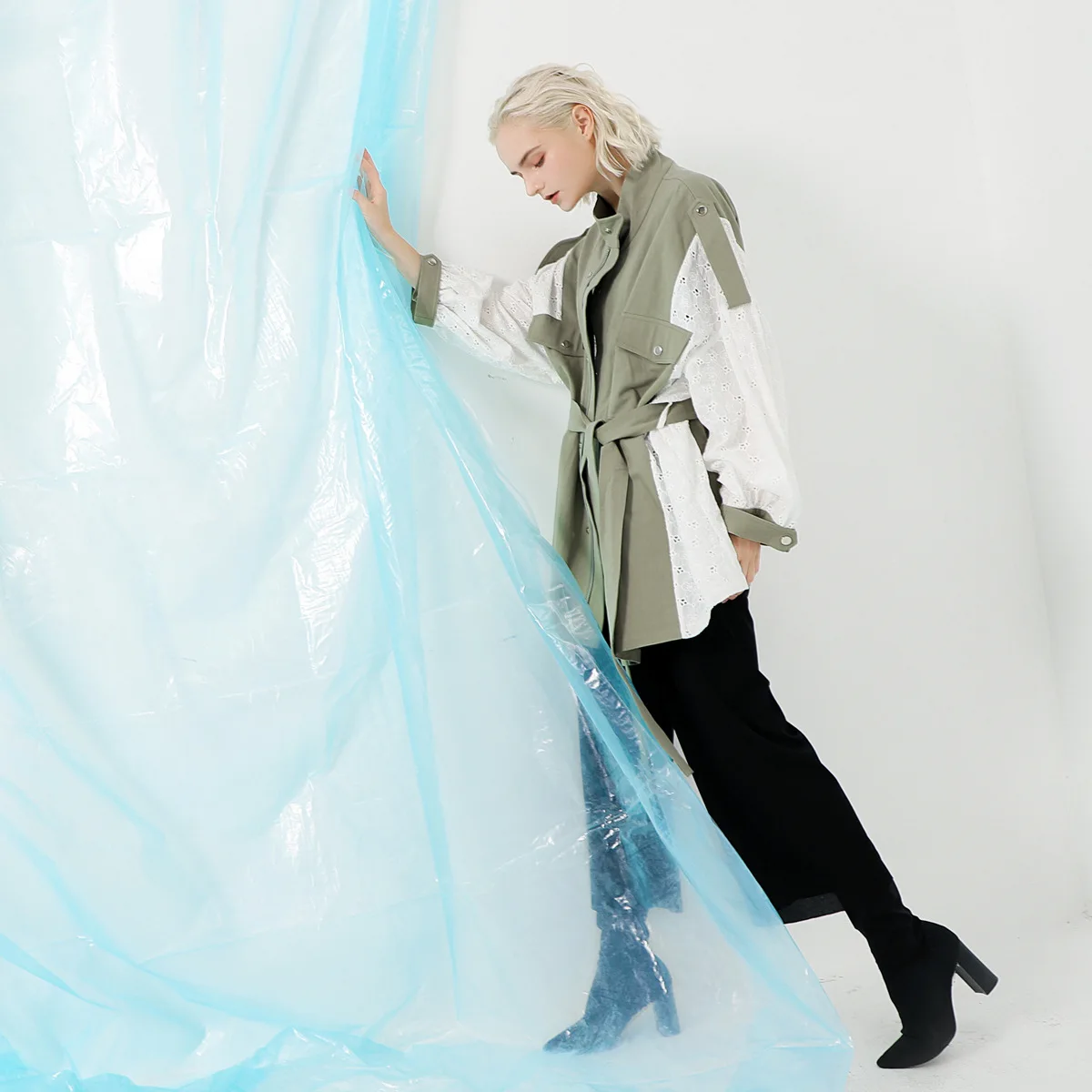 Женская хлопковая куртка с кружевом Повседневная осенняя в европейском стиле 2019