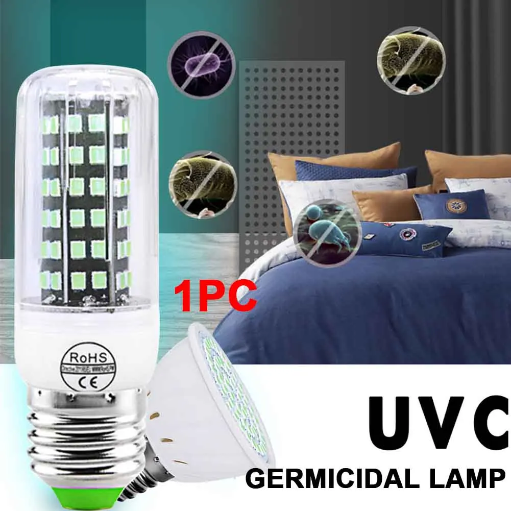Лампа светодиодная дезинфекционная GU10 E14 E27 112 72 светодиода 220 В 110