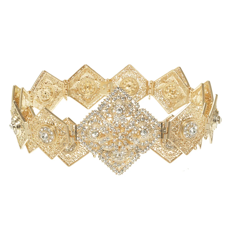 

Moroccan Waist Chain Fashion Dress Belt Luxury Women's Wedding Jewelry Arab Bride Gift Crystal Gold Belt