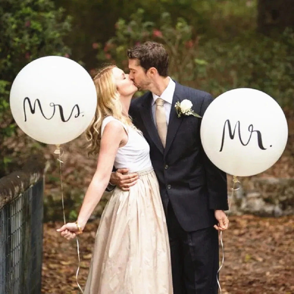 36-дюймовый белый латексный шар MR MRS вечерние воздушные шары с буквенным принтом