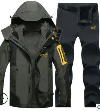 8 Winter Ski Suit for Men Fleece Warm Windproof Waterproof Skiing Suits Snowboarding Set Male Outdoor Ski jacket+Softshell Pant - Цвет: 8