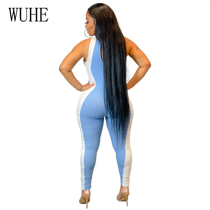

WUHE Summer Women Patchwork Print Rompers Sexy Streetwear Active Elastic Overalls Jumpsuit Casual Beach Playsuit Outfiits