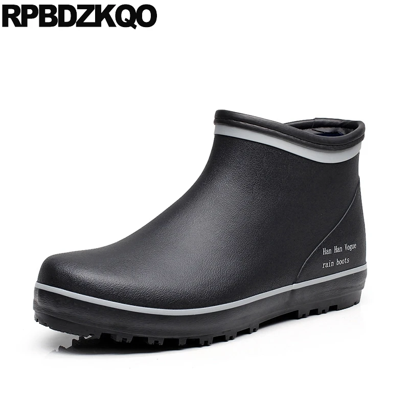 

Short Rain 2021 Booties Black Round Toe Rubber Fishing Boots Men Waterproof Slip On Designer Autumn Flat Cheap Shoes Plus Size