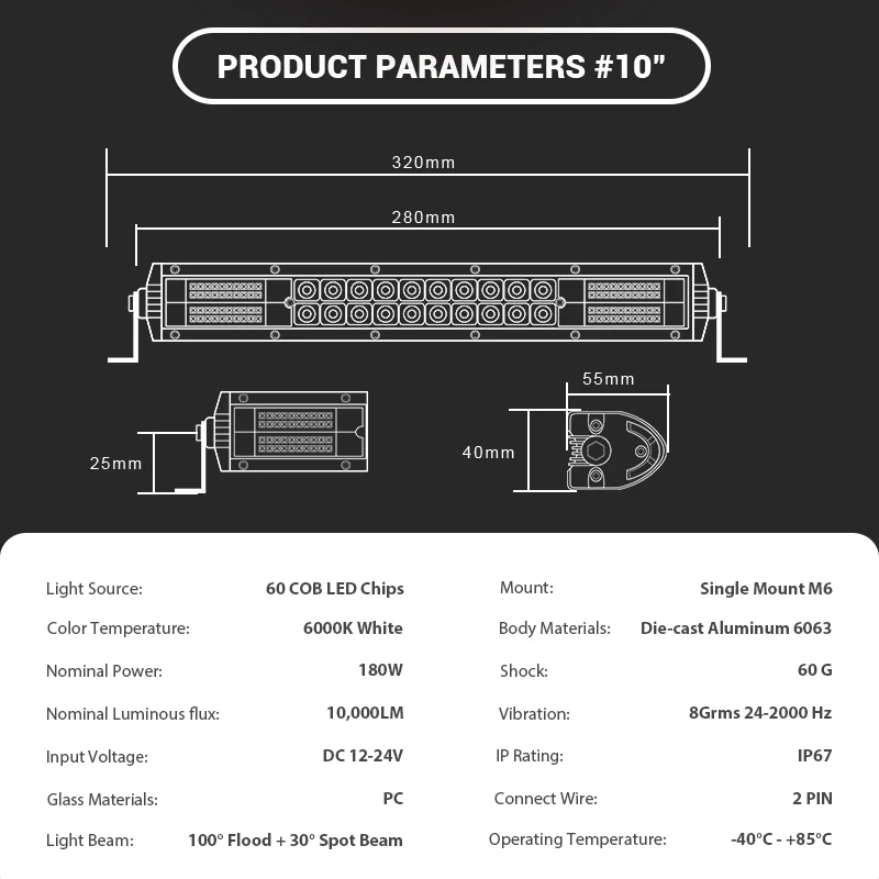 Ультратонкая светодиодная панель 10 20 дюймов двухрядный светодиодный рабочий