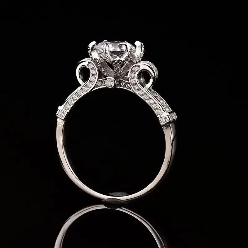 

Crown S925 Sterling Silver Ring 1ct D Color Moissanite Rings Classic Women Fine Jewelry Certificate Drop Shipping
