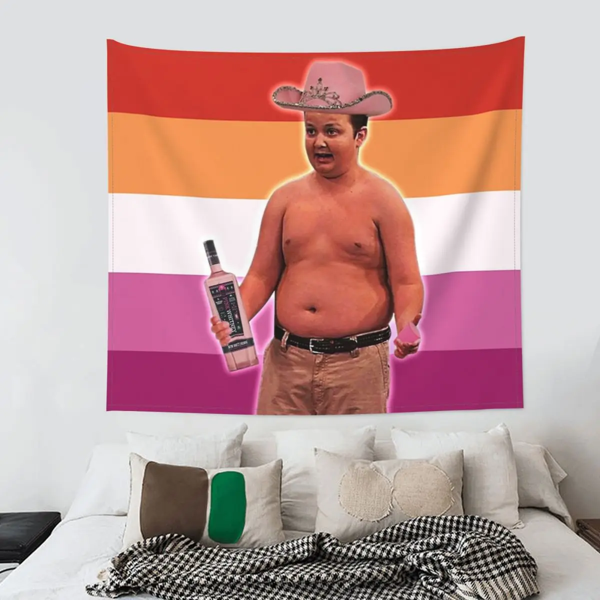 Gibby Lesbian Flag Tapestry Hippie Polyester Wall Hanging Funny Room Decor Background Cloth Psychedelic Blanket | Дом и сад