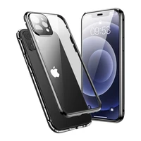 360 full body magnetic phone case clear 9h double sided tempered glass cover for iphone 12 pro max 12 mini with lens protection