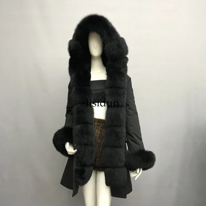 2019 модная зимняя куртка женская шуба из натурального меха лисы с воротником