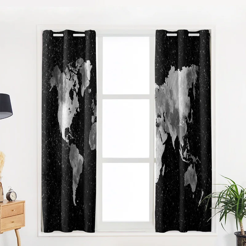 Оконные шторы с картой мира занавески для гостиной кухни Современный домашний