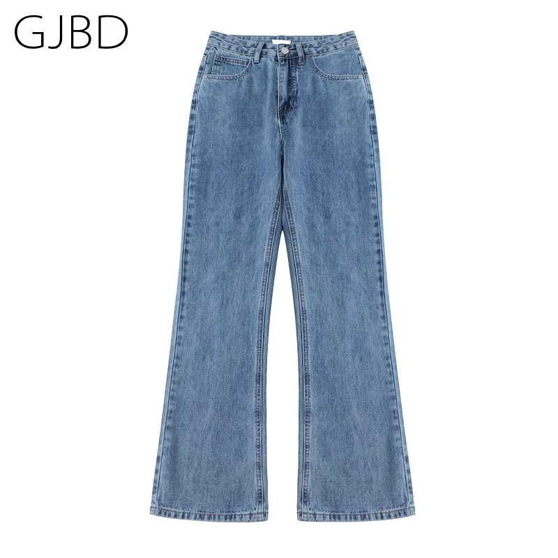 

Women's Jeans 2021 Spring Casual Harajuku Streetwear High Waist Vintage Baggy Versatile Washed Femme Flare Pants