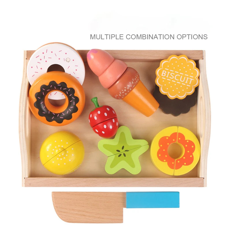 Игрушки Монтессори для фруктов и овощей Деревянная Классическая игра имитация