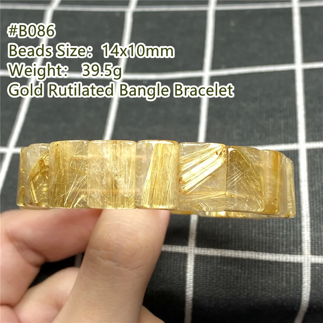 

Natural Gold Rutilated Quartz Bracelet Bangle For Women Men Beauty Gift Reiki Crystal Stone 14x10mm Beads Strands Jewelry AAAAA