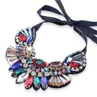 hahatoto hot selling womens evening party multicolor handmade crystal necklace statement choker necklace pendant jewelry