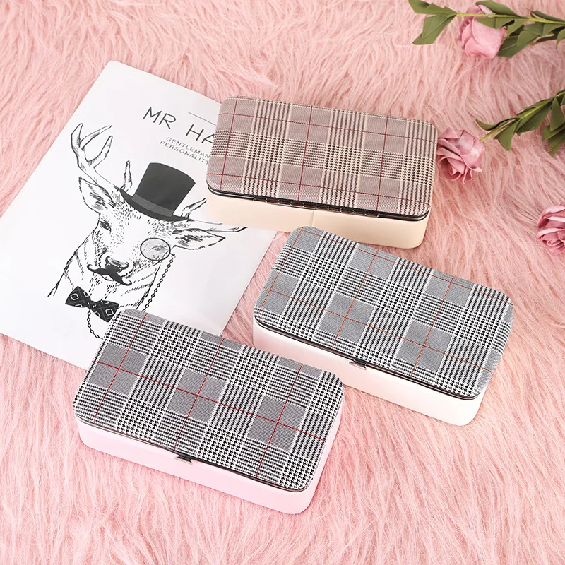 Клетчатая классическая шкатулка для драгоценностей изящная квадратная