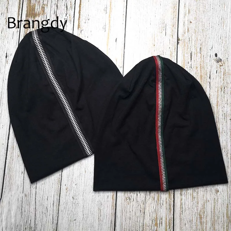 Women Black Slouchy Plain Cotton Beanies Hats For Winter Autumn Ladies Casual Zipper Oversize Female Hip Hop Skullies Caps |