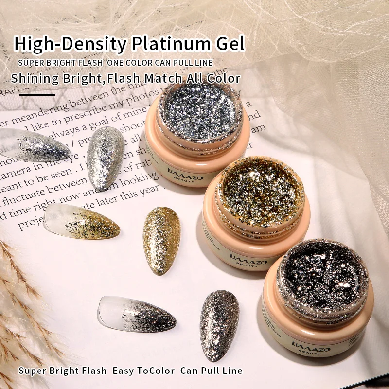 5ml Nail Art line gel polish For Manicure Hybrid Varnishes Gel Nail Polish Set shiny Glitter Platinum Painting
