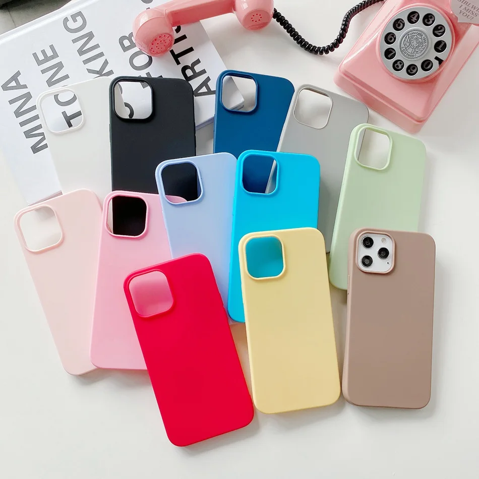 

Ultra Slim Matte Phone Case For iPhone 12 11 Pro Max XR XS Max SE 2020 7 8 6s Plus Candy Color Silicone Case Soft TPU Back Cover