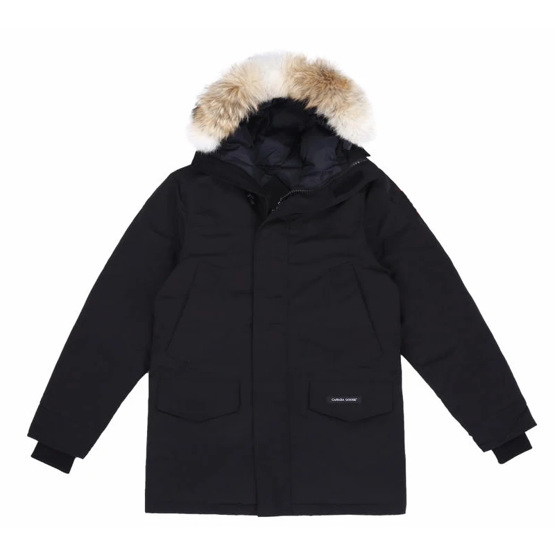 Мужская зимняя куртка с натуральным мехом койота на гусином пуху Классическая