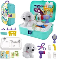 pretend play toys pet care play set doctor kit for kids feeding dog cat backpack gifts for girls boys deformation cat dog toy
