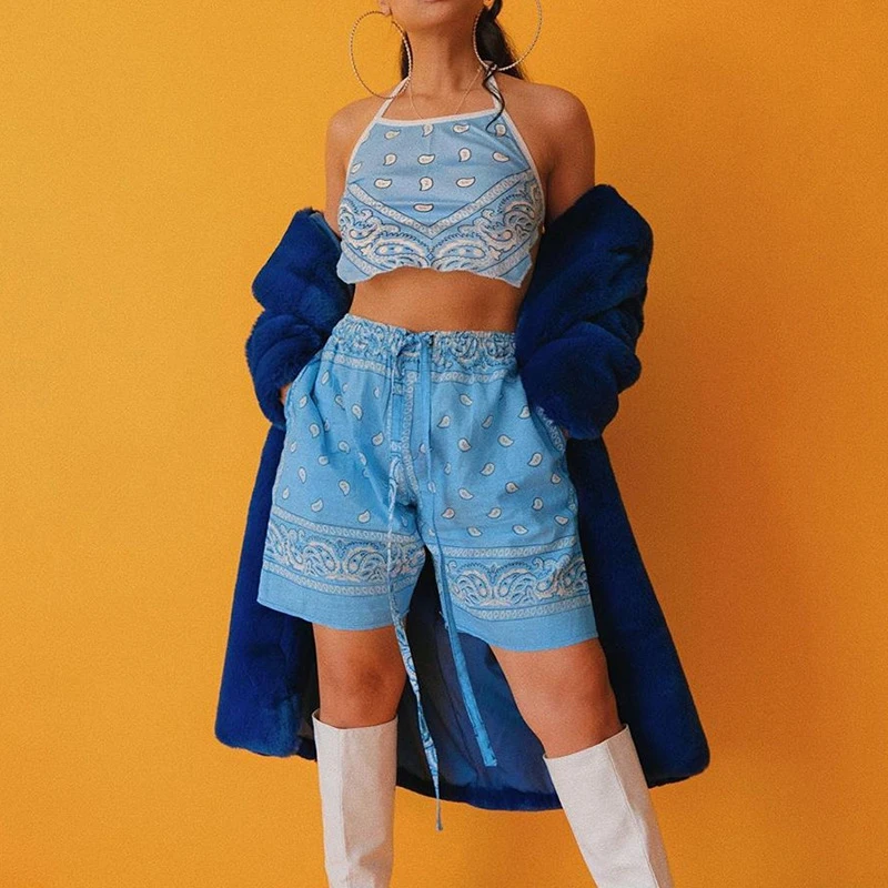 

SEASONS Casual Straight Shorts Women Fashion Leisure Outfits Cashew Flower Hip Hop High Waisted Shorts Summer Harajuku ASSH81047