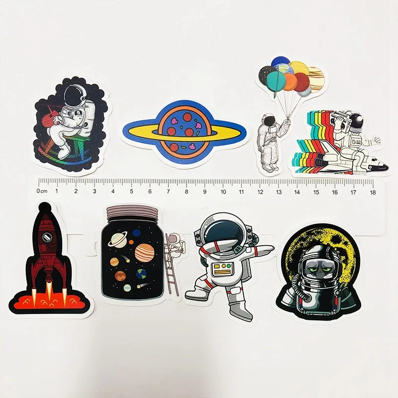 

50pcs/pack Anime Stickers Moon Rocket Universe Trolley Case Computer Graffiti Stickers Astronaut Space Station Cartoon Stickers