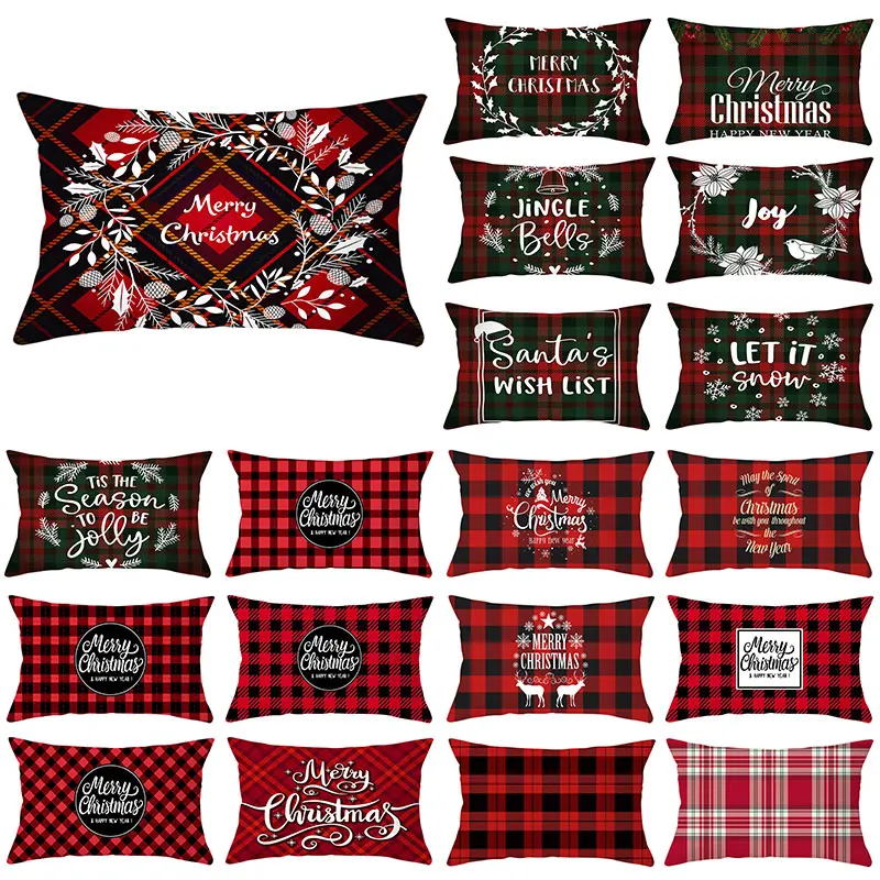 

Red Series Pillowcases Christmas Pillowcase Peach Skin Cushion Cover Lattice Pillowcases Simplicity Cushion Cover Home Decor