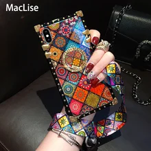 Fashion Luxury 3D Bracket Ring Blu-ray Square Phone Case For IPhone 11 12 Pro X XS XR MAX 6 6s 7 8 Plus SE2 Silicone Soft Cover
