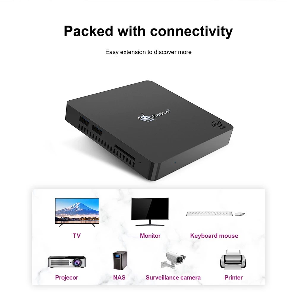 Beelink Женский мини-ПК Intel Apollo Lake Celeron N3450 Quad Core DDR4 6 ГБ 128 Гб SSD Windows 10 Настольный