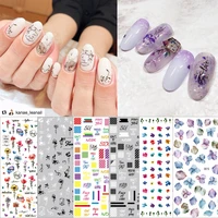 1pc japanese gradient flower nail art 3d decals adhesive multi pattern foil stickers colorful floral foil tips manicure stickers