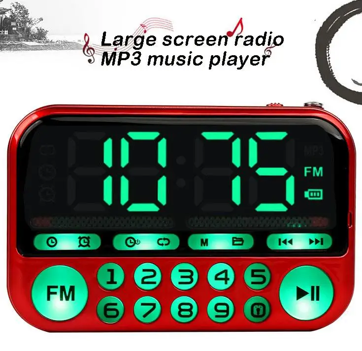 Портативный мини-радиоприемник с большим экраном портативный цифровой FM USB TF MP3