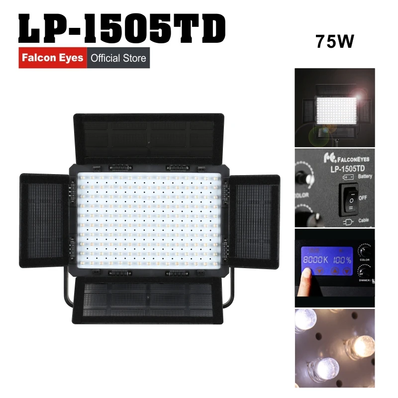 

Led Photography Lighting Panel Video Light Bi-color Dimmable Studio Photo Lamp 150pcs Leds Continuous LP-1505TD Falcon Eyes 75W