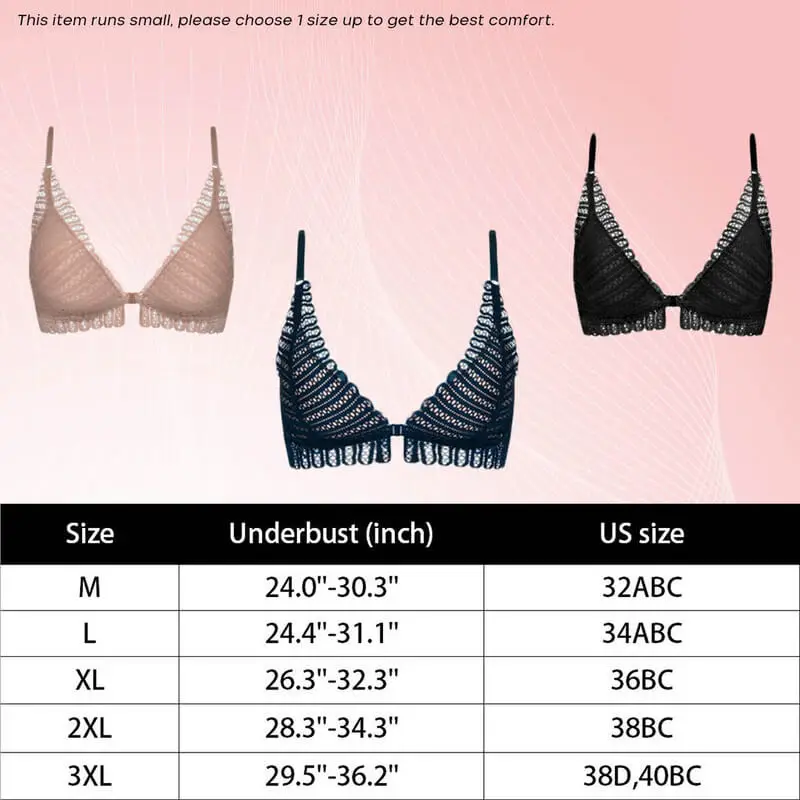 

Dreem Sexy Lace Wireless Front Closure Bras For Women Sexy Lingerie Comfort Push Up Bra Adjusted Plus Size Backless Underwear