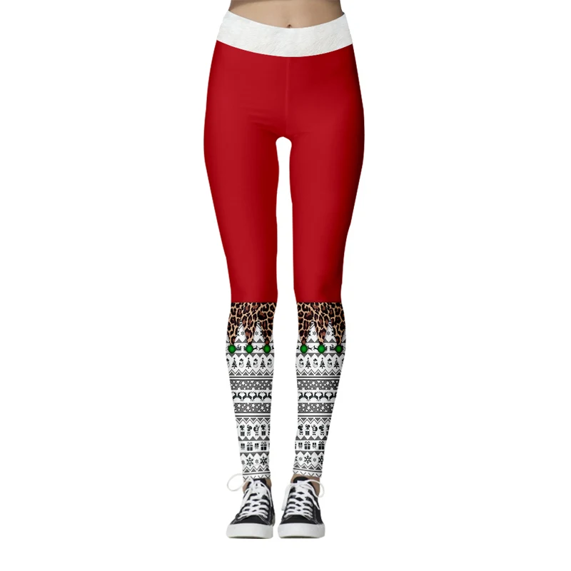 Модные женские леггинсы с рождественским принтом, облегающие Женские Спортивные Леггинсы с девятью точками, дышащие женские леггинсы для ф... от AliExpress RU&CIS NEW