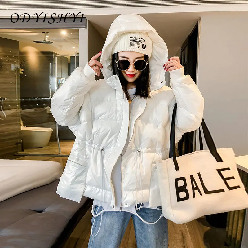 

Winter Cotton Coat Women Short Oversize 2020 New Candy colored Bat Sleeve Cloak Type Padded Jacket Hooded Ladies Outerwear Warm