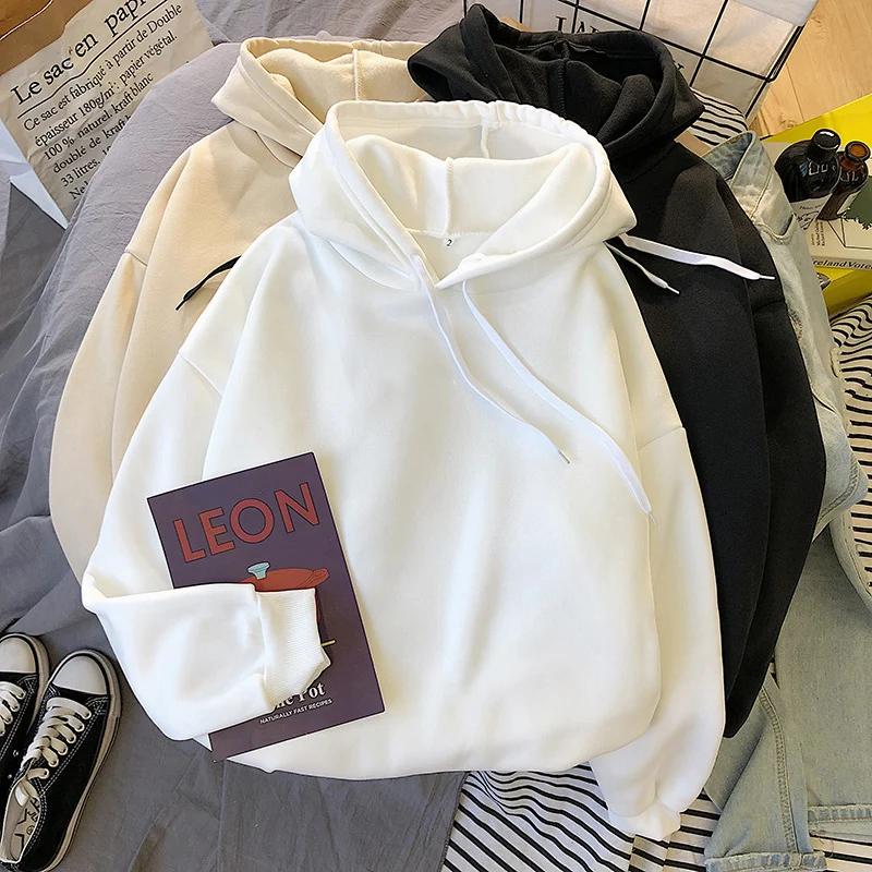 Harajuku толстовки сплошной цвет с капюшоном топы для женщин и мужчин О образный