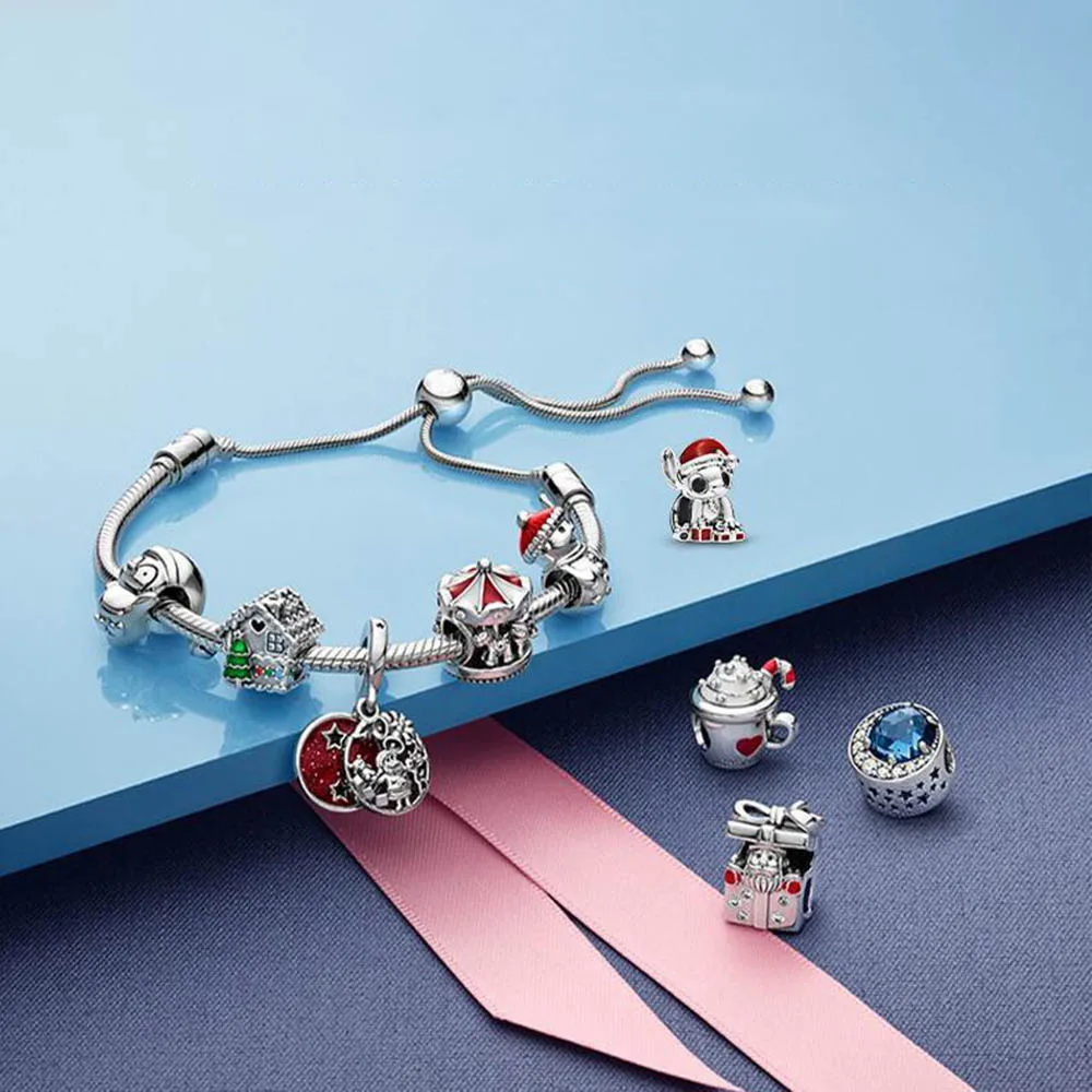 

Atrapasueos romntico de de Ley pura, pluma angular, abalorios de Tassle, apto para pulsera Pandora Original, joyera