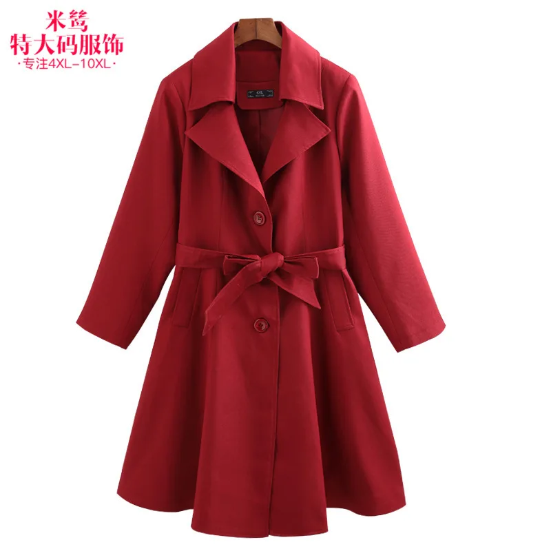 2018 ярдов платье Новая ветровка осень украшает тело жира мм большой с поясом в