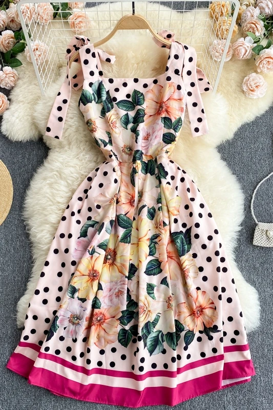 

Small dress celebrity high-end women's dress 2021 new sweet polka dot printing slim short sling dress female summer
