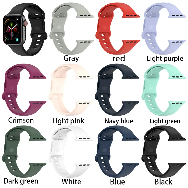 Ремешок резиновый для Apple Watch 1 2 3 4 5 6 Series сменный спортивный ТПУ Браслет наручных