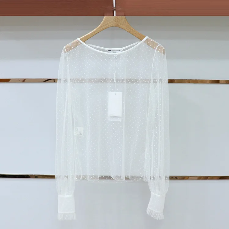 L2022 Осенняя новая стильная женская одежда дебютантная сетчатая Базовая рубашка