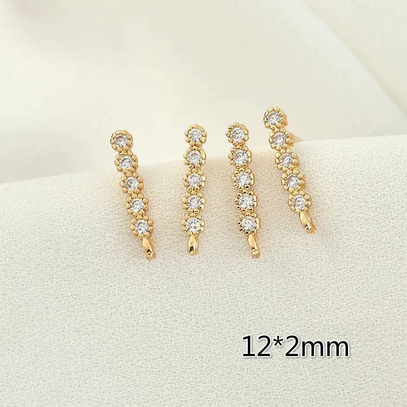 2 шт. серьги гвоздики с фианитами цвет золото 18 К|Ювелирная фурнитура и